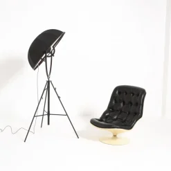 Clearance Pamono Black Fortuny Floor Lamp by Mariano Fortuny for Pallucco