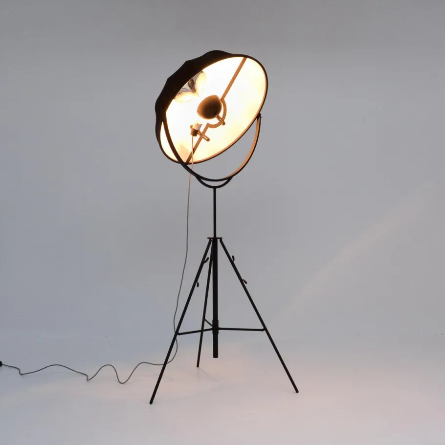 Clearance Pamono Black Fortuny Floor Lamp by Mariano Fortuny for Pallucco