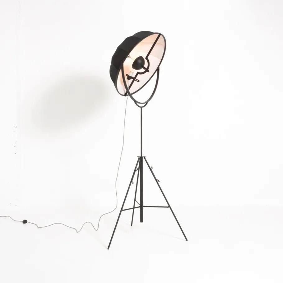 Clearance Pamono Black Fortuny Floor Lamp by Mariano Fortuny for Pallucco