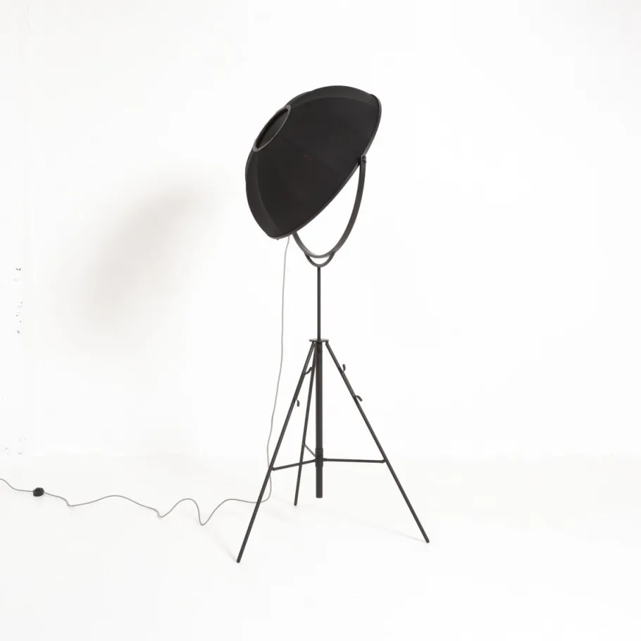 Clearance Pamono Black Fortuny Floor Lamp by Mariano Fortuny for Pallucco