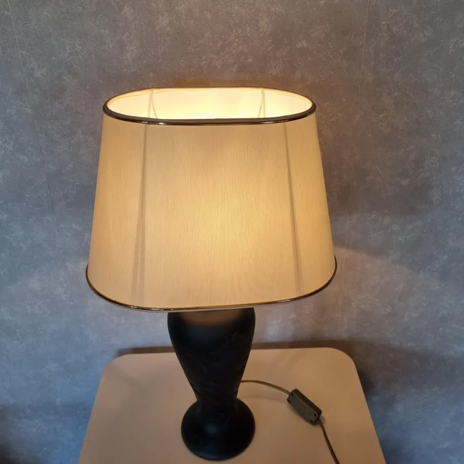 Discount Pamono Black Glass Desk Lamp, 1980s