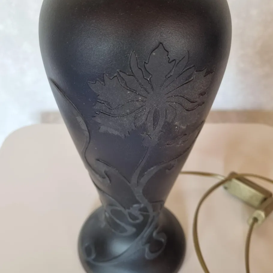 Discount Pamono Black Glass Desk Lamp, 1980s