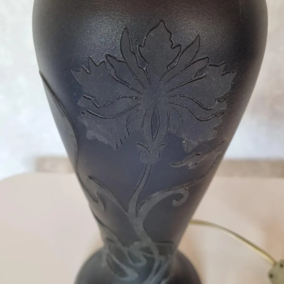 Discount Pamono Black Glass Desk Lamp, 1980s