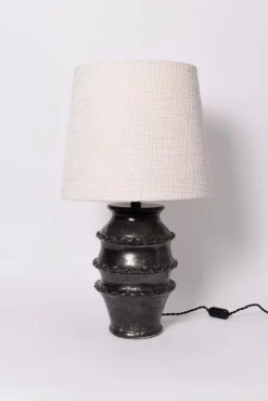 New Pamono Black Glazed Ceramic Lamp