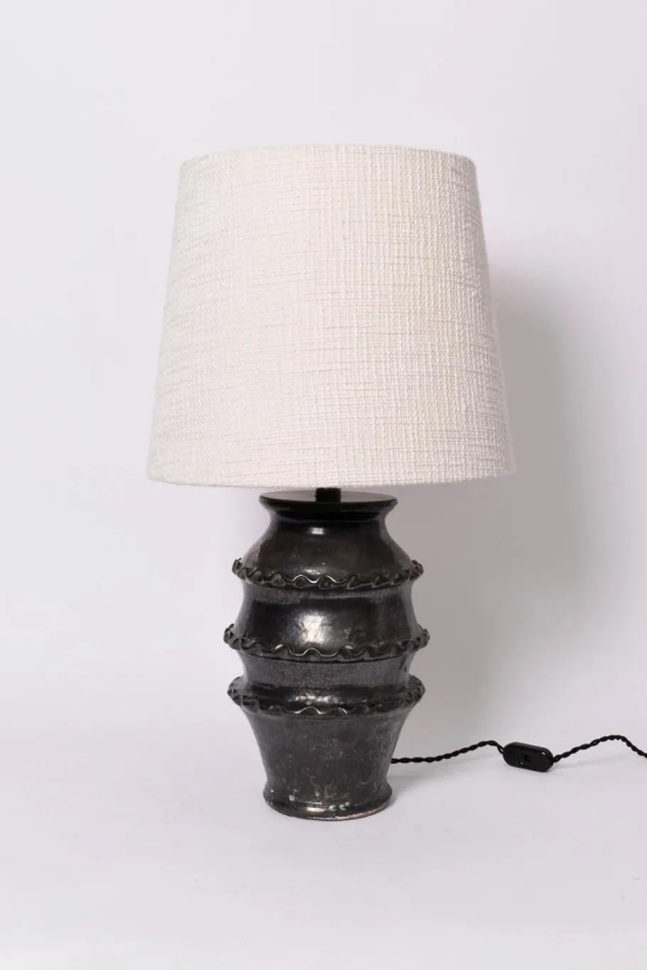 New Pamono Black Glazed Ceramic Lamp