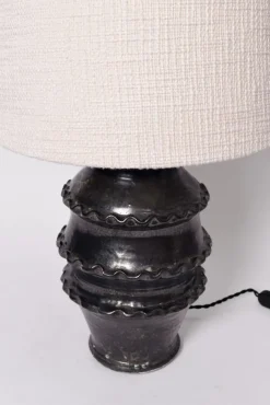 New Pamono Black Glazed Ceramic Lamp