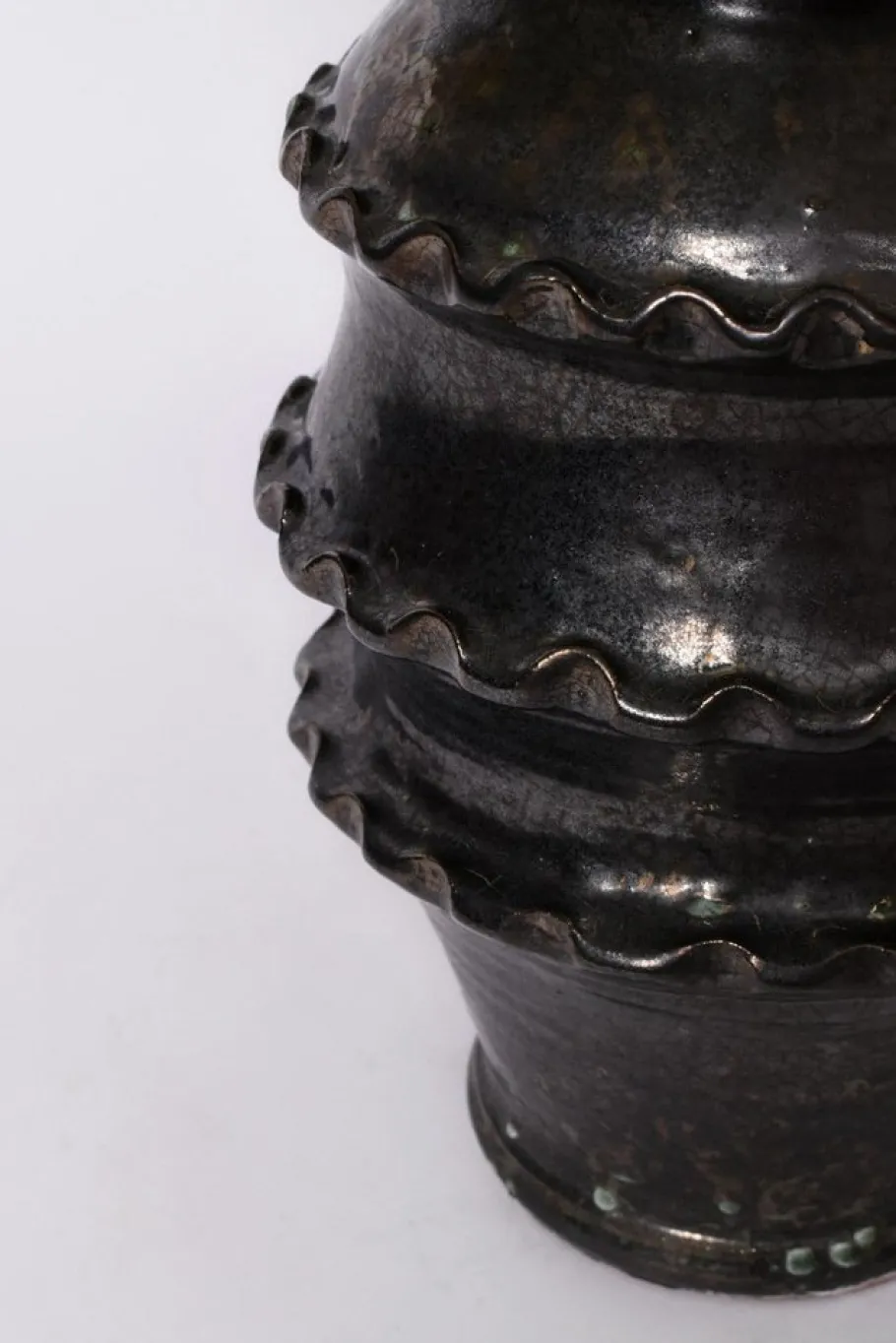 New Pamono Black Glazed Ceramic Lamp