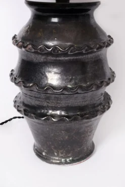 New Pamono Black Glazed Ceramic Lamp