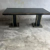 Discount Pamono Black Lacquer and Brass Dining Table, 1970s