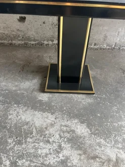 Discount Pamono Black Lacquer and Brass Dining Table, 1970s