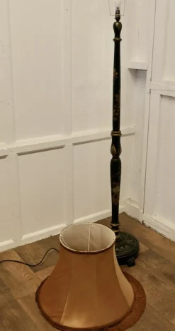 Clearance Pamono Black Lacquer and Gold Standard Lamp, 1920s