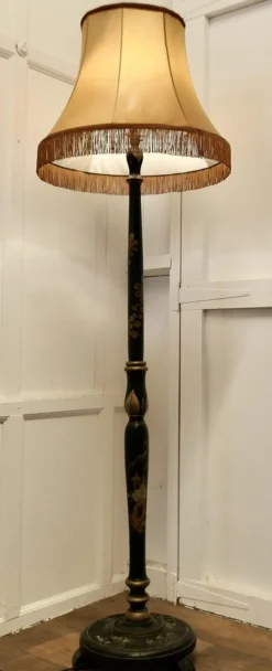 Clearance Pamono Black Lacquer and Gold Standard Lamp, 1920s