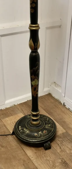 Clearance Pamono Black Lacquer and Gold Standard Lamp, 1920s