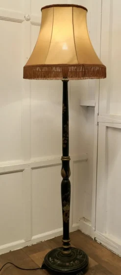 Clearance Pamono Black Lacquer and Gold Standard Lamp, 1920s