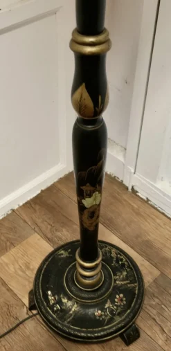 Clearance Pamono Black Lacquer and Gold Standard Lamp, 1920s