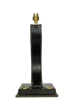 New Pamono Black Leather Lamp by James Adnet, 1950s
