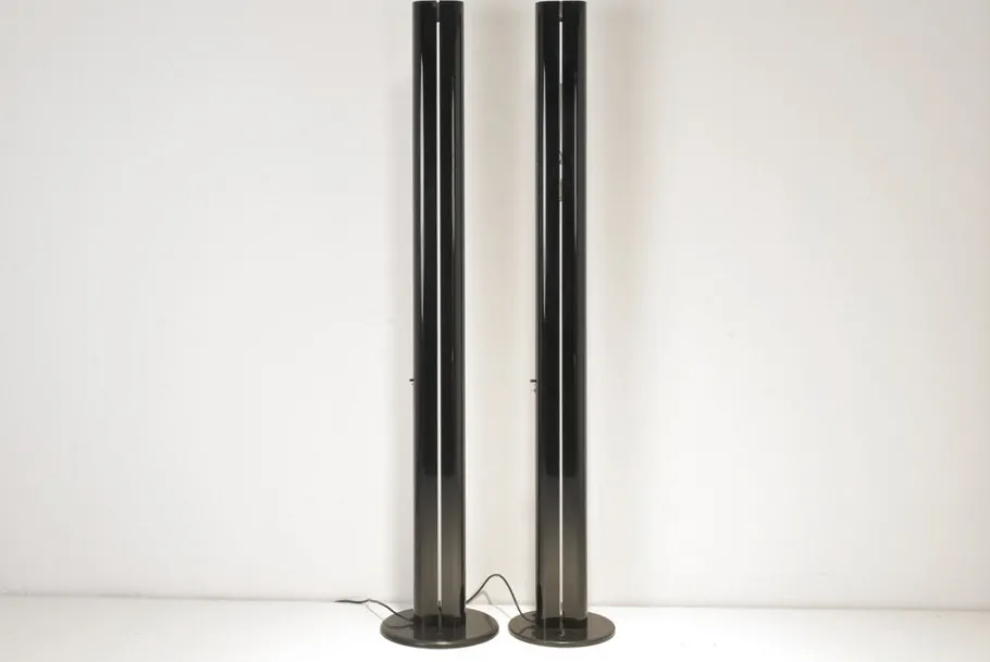 Clearance Pamono Black Megaron Floor Lamps by Gianfranco Frattini for Artemide, Italy, 1979, Set of 2