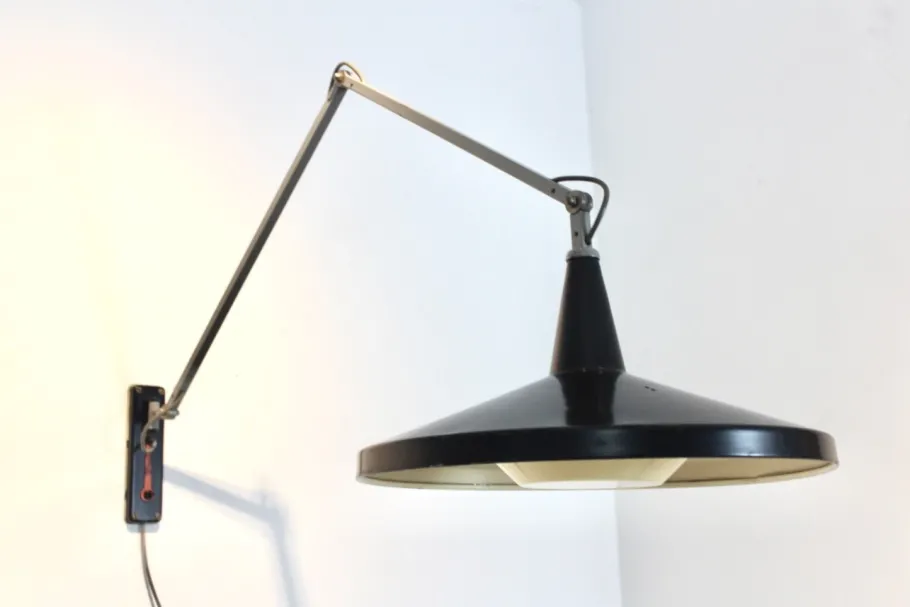 Hot Pamono Black No. 4050 Panama Wall Lamp by Wim Rietveld & André Cordemeyer for Gispen, 1950s