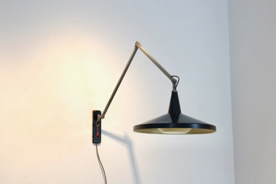 Hot Pamono Black No. 4050 Panama Wall Lamp by Wim Rietveld & André Cordemeyer for Gispen, 1950s