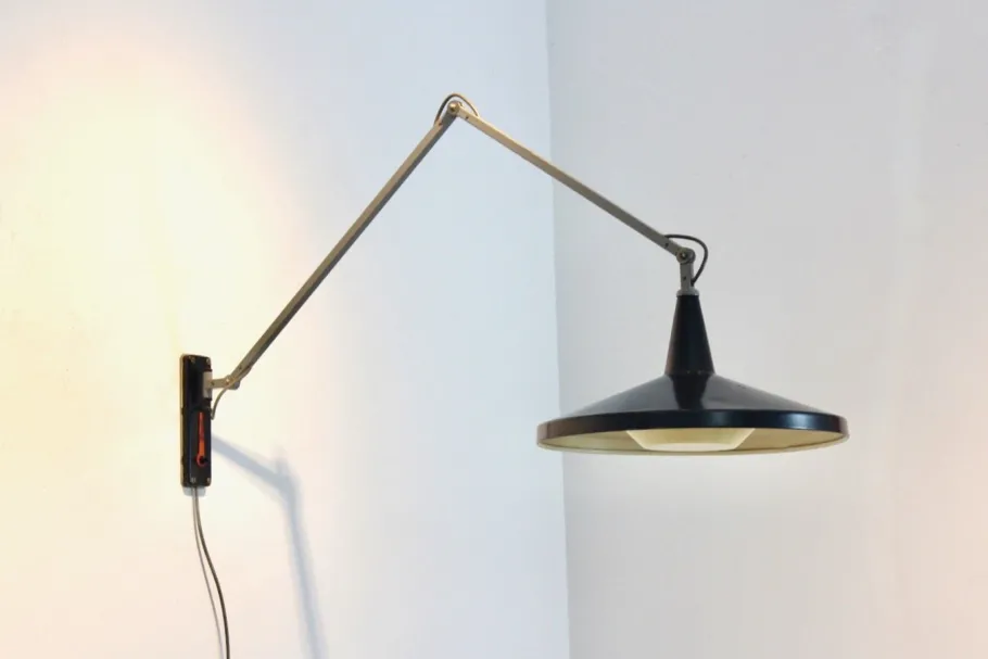 Hot Pamono Black No. 4050 Panama Wall Lamp by Wim Rietveld & André Cordemeyer for Gispen, 1950s