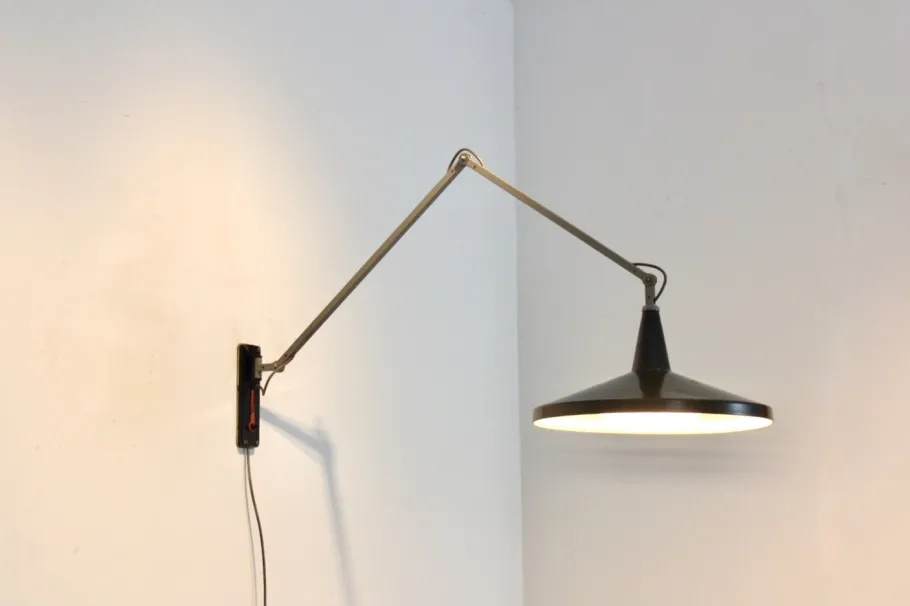 Hot Pamono Black No. 4050 Panama Wall Lamp by Wim Rietveld & André Cordemeyer for Gispen, 1950s