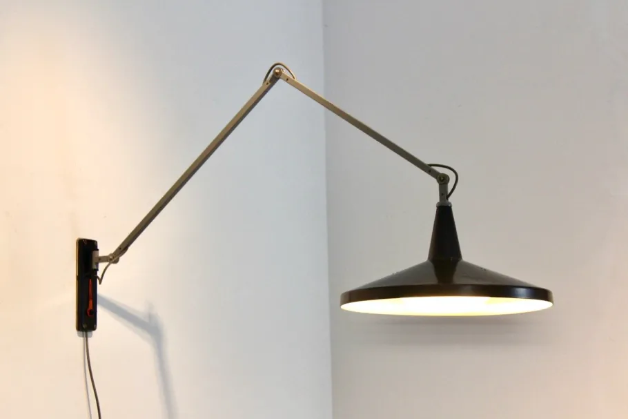 Hot Pamono Black No. 4050 Panama Wall Lamp by Wim Rietveld & André Cordemeyer for Gispen, 1950s