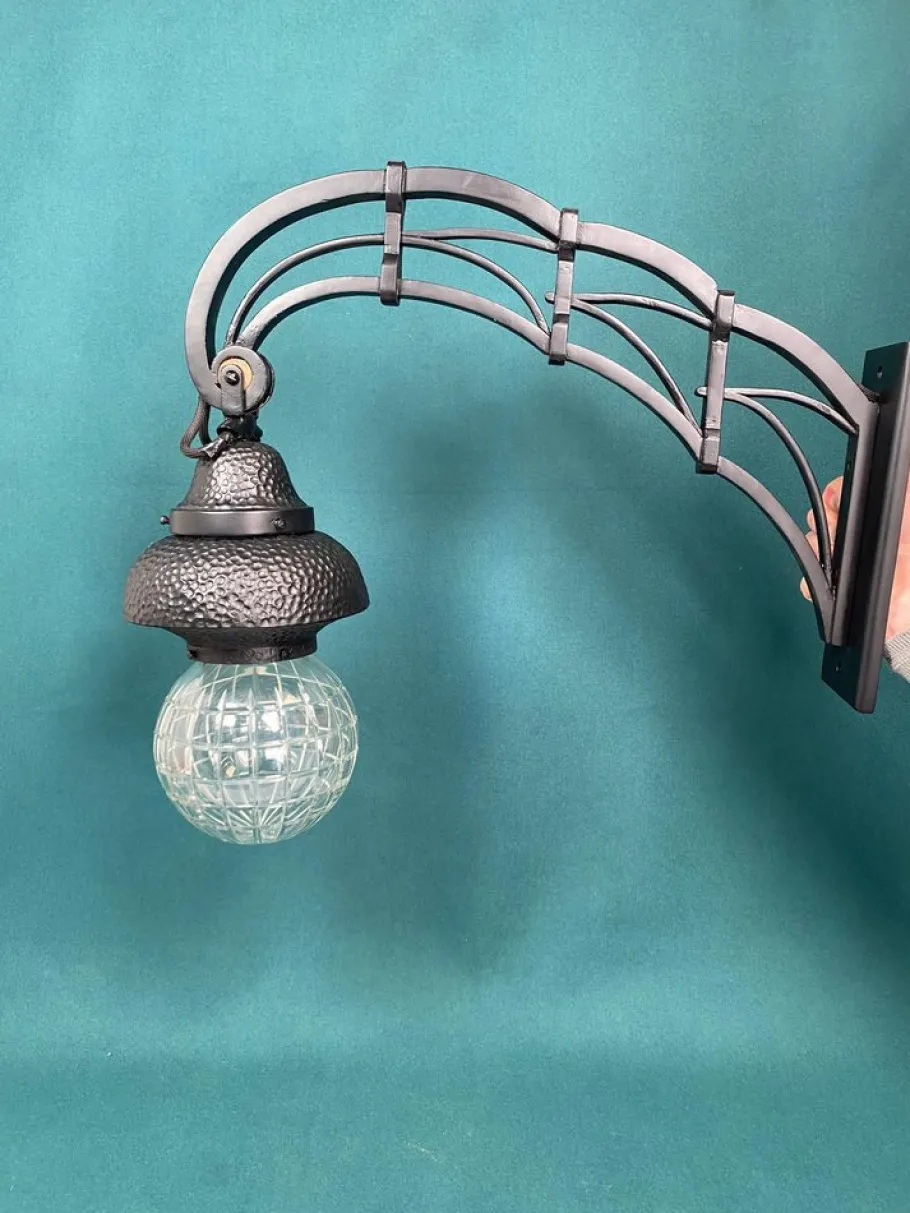 Hot Pamono Black Secession Wall Lamp, 1890s