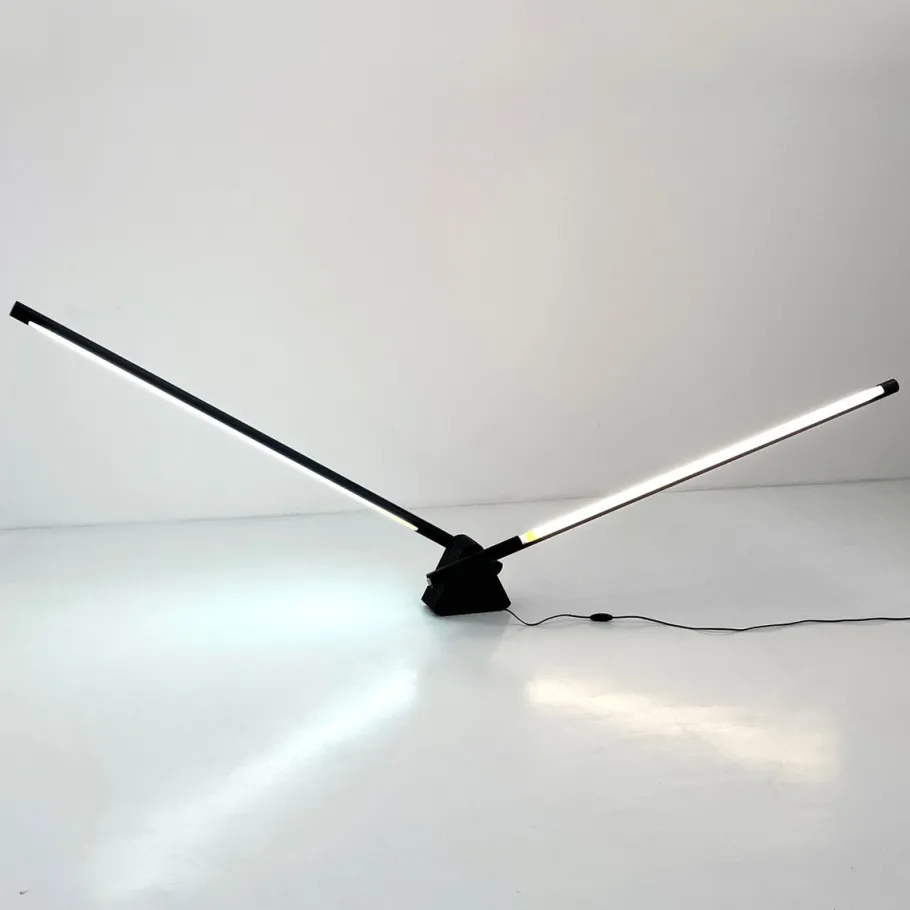Online Pamono Black Sistema Flu Floor Lamp by Rodolfo Bonetto for Luci Italia, 1980s