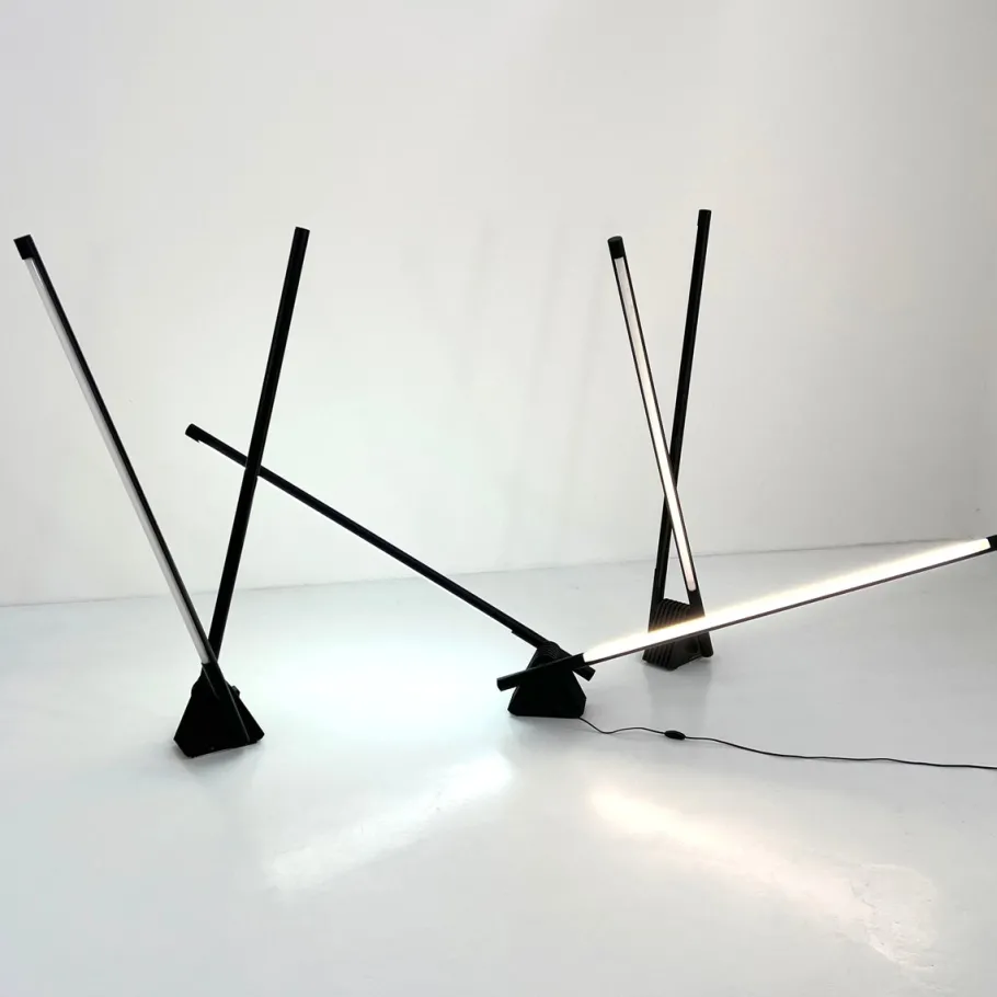 Online Pamono Black Sistema Flu Floor Lamp by Rodolfo Bonetto for Luci Italia, 1980s