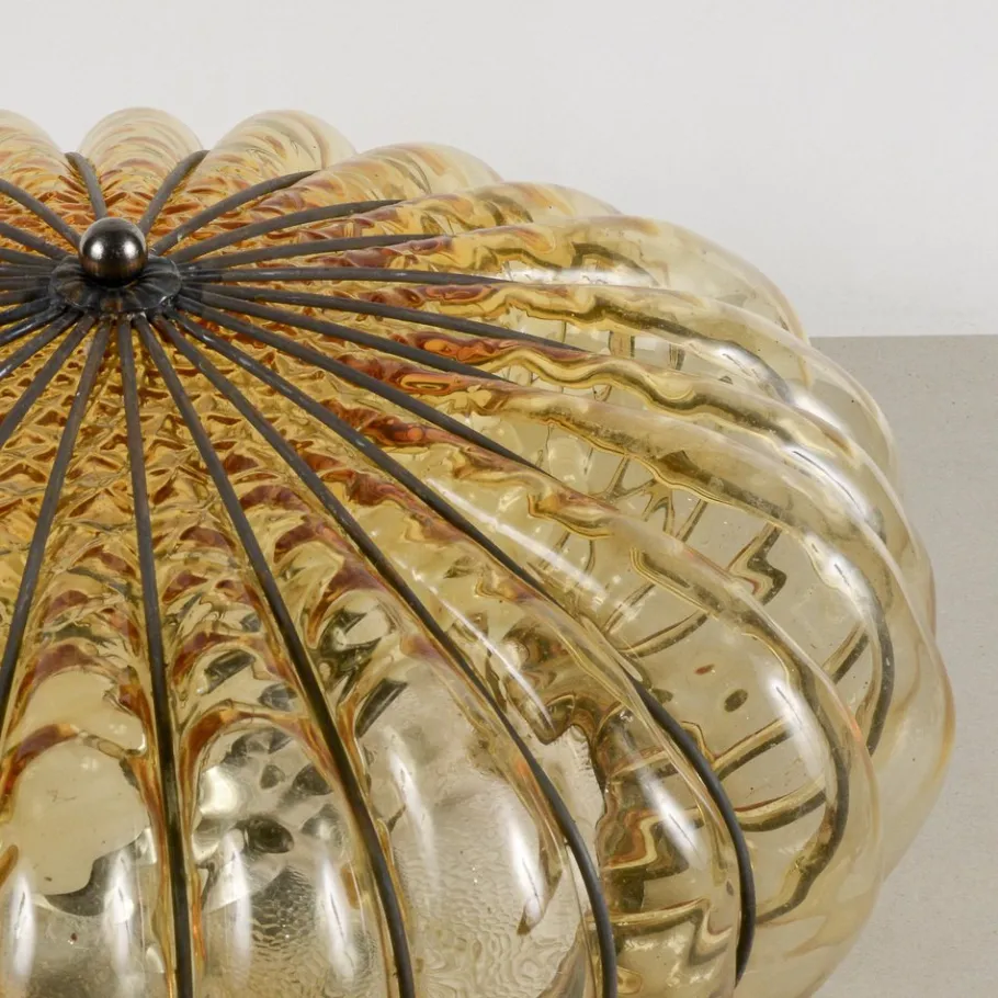 Online Pamono Blown Glass and Wrought Iron Ceiling Light