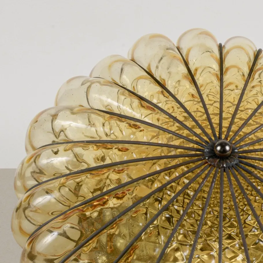 Online Pamono Blown Glass and Wrought Iron Ceiling Light