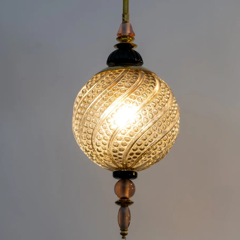 Online Pamono Blown Murano Glass and Brass Pendant Lamp, 2000