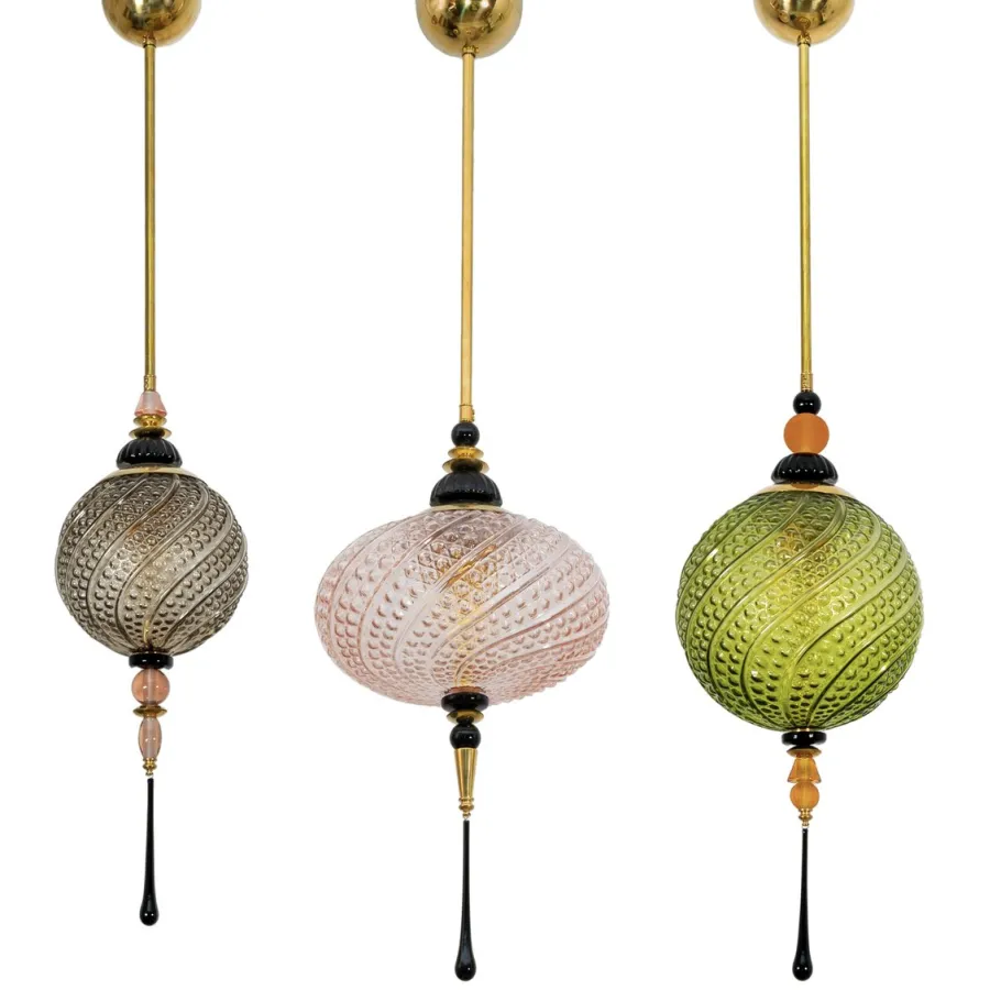 Online Pamono Blown Murano Glass and Brass Pendant Lamp, 2000