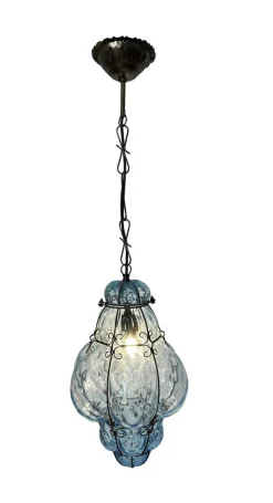 New Pamono Blu Sky Bubble Pendant in Murano Glass, 1980s