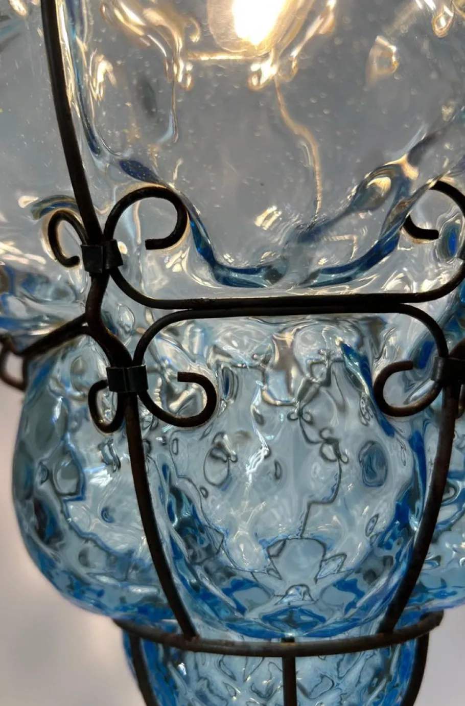 New Pamono Blu Sky Bubble Pendant in Murano Glass, 1980s