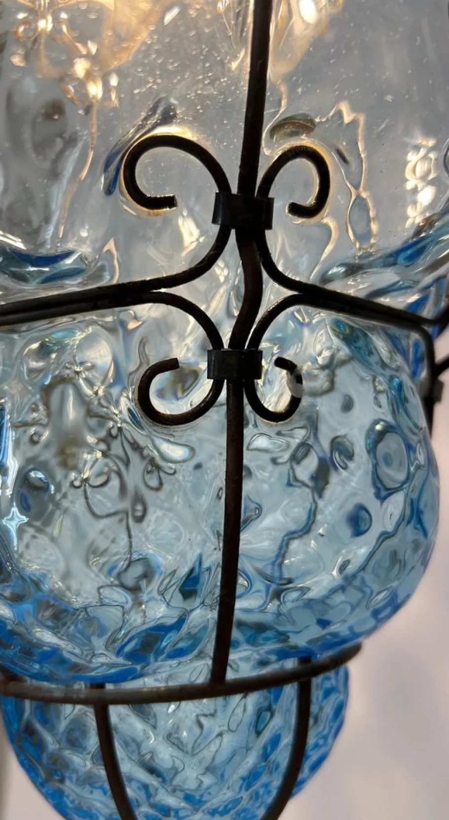 New Pamono Blu Sky Bubble Pendant in Murano Glass, 1980s