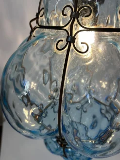 New Pamono Blu Sky Bubble Pendant in Murano Glass, 1980s