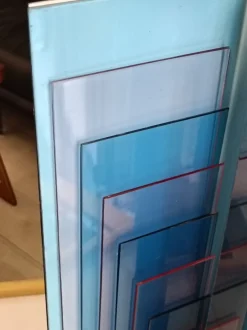 Sale Pamono Blue Acrylic Glass Skyline Table Lamp from New Lamp, Italy, 1970s