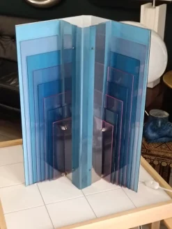 Sale Pamono Blue Acrylic Glass Skyline Table Lamp from New Lamp, Italy, 1970s