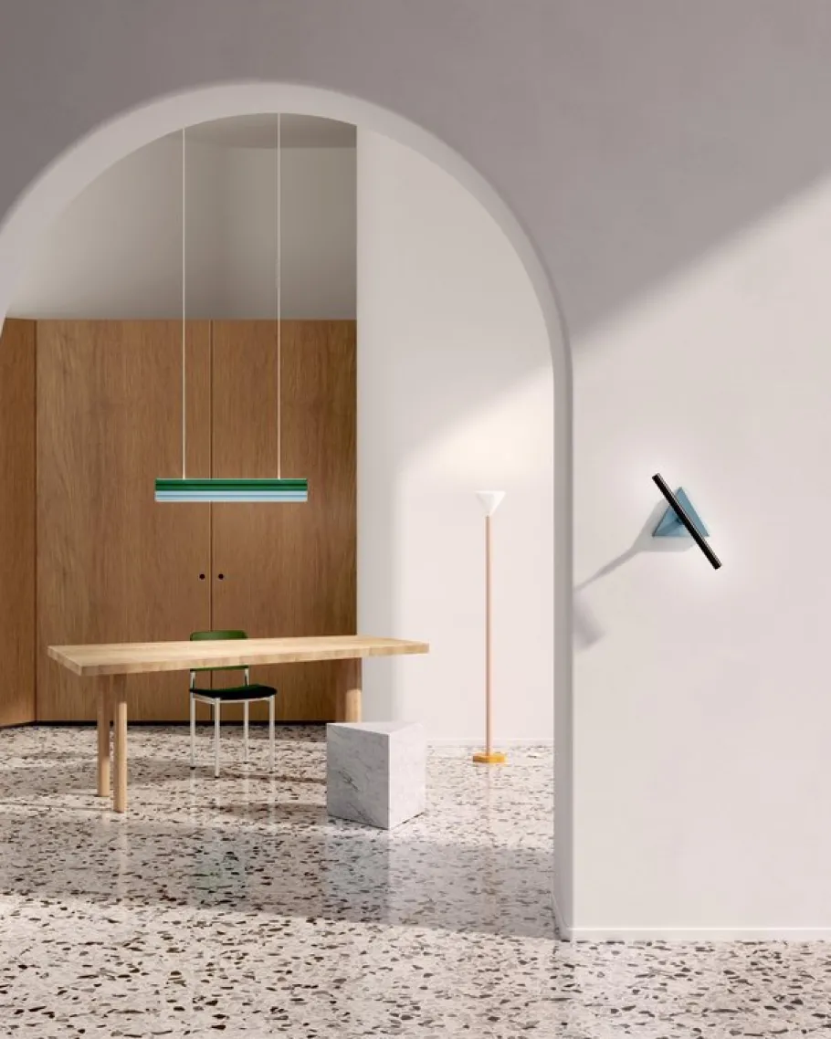 Clearance Pamono Blue and Black Tube and Triangle Wall Light by Atelier Areti