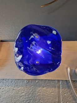 New Pamono Blue Blown Murano Glass Wall Light, 1970s