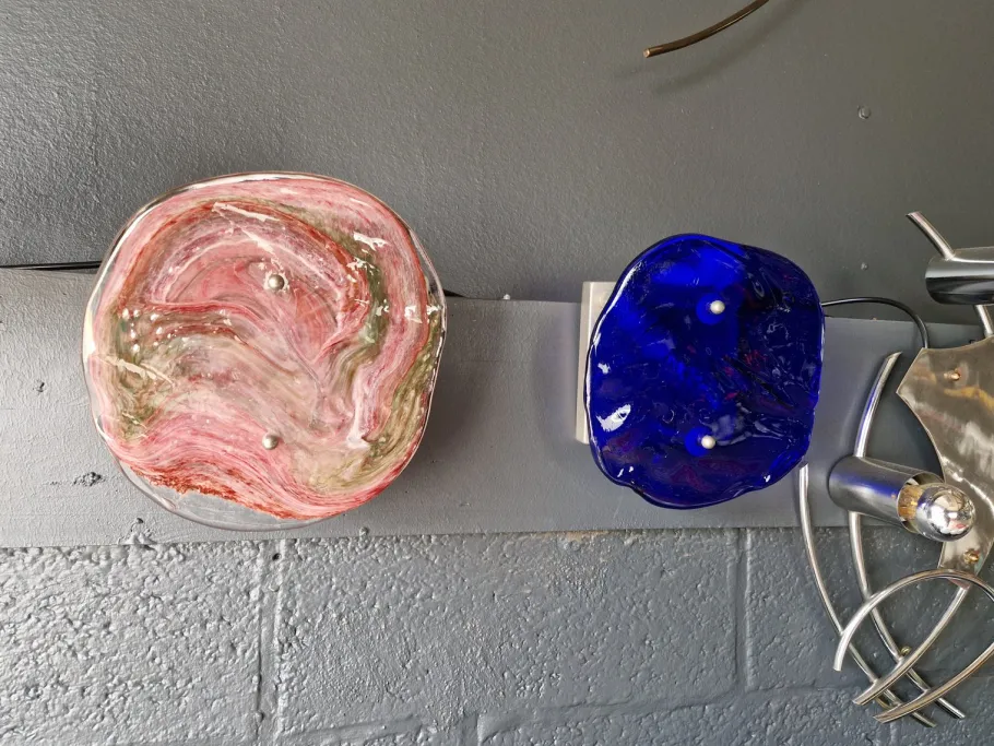 New Pamono Blue Blown Murano Glass Wall Light, 1970s
