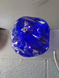 New Pamono Blue Blown Murano Glass Wall Light, 1970s