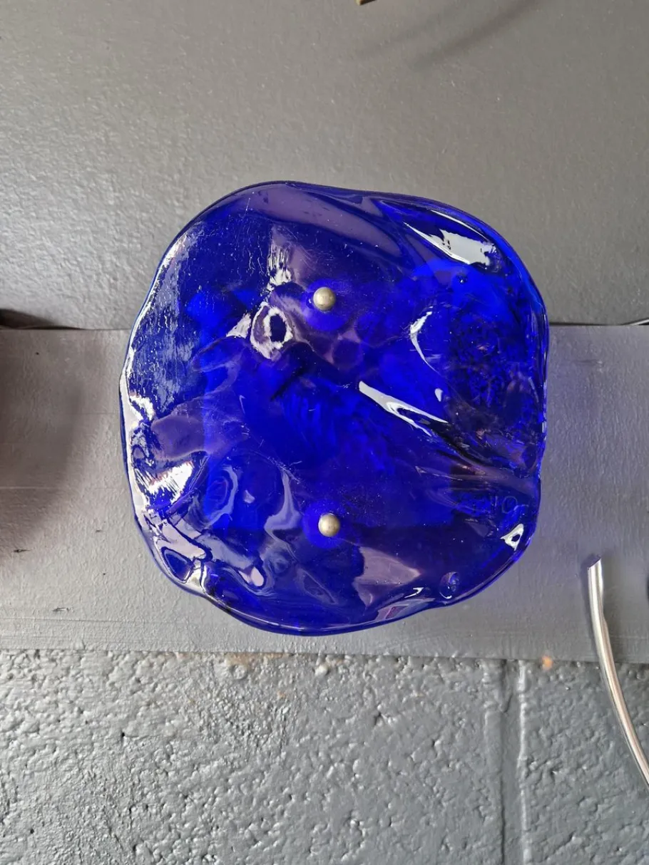 New Pamono Blue Blown Murano Glass Wall Light, 1970s