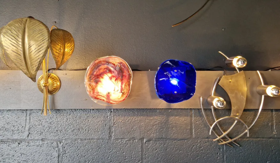 New Pamono Blue Blown Murano Glass Wall Light, 1970s