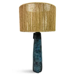 Sale Pamono Blue Ceramic Table Lamp with Woven Shade, 1960s