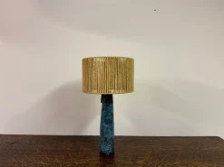 Sale Pamono Blue Ceramic Table Lamp with Woven Shade, 1960s