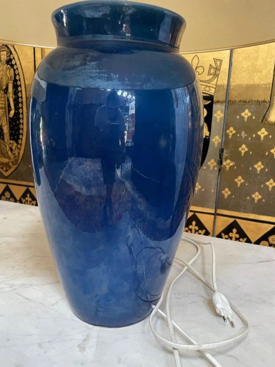 Online Pamono Blue Earthenware Table Lamps, Set of 2