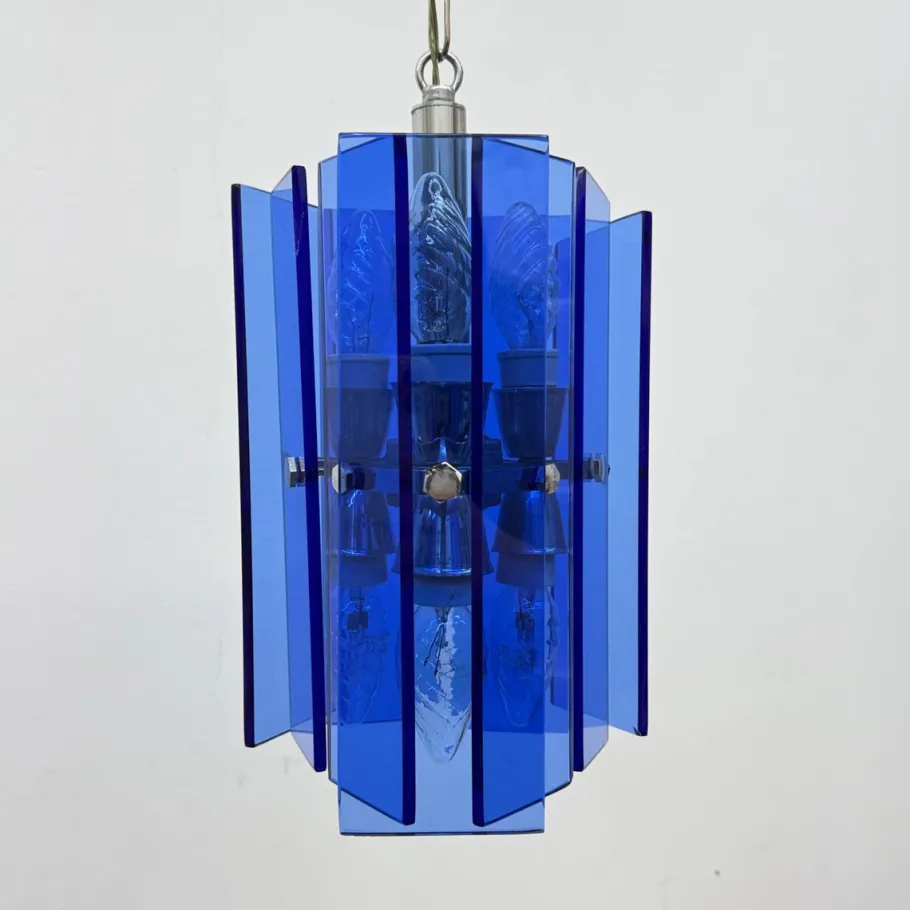 Best Pamono Blue Glass Hanging Lamp from Veca, Italy, 1970s