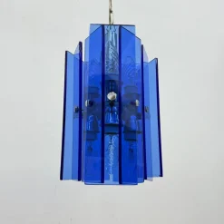 Best Pamono Blue Glass Hanging Lamp from Veca, Italy, 1970s